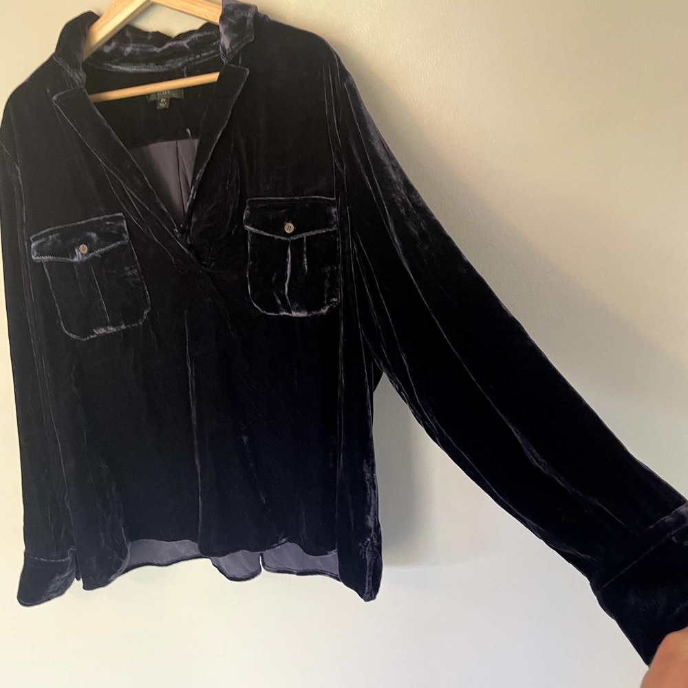 J.Crew Classic-fit Velvet Button-Down Shirt in Blue/Purple SZ 2X - Picture 5 of 12